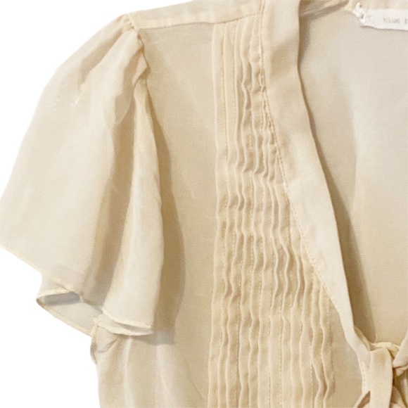 Blue Bird ivory/cream sheer tie front blouse small - Picture 4 of 8